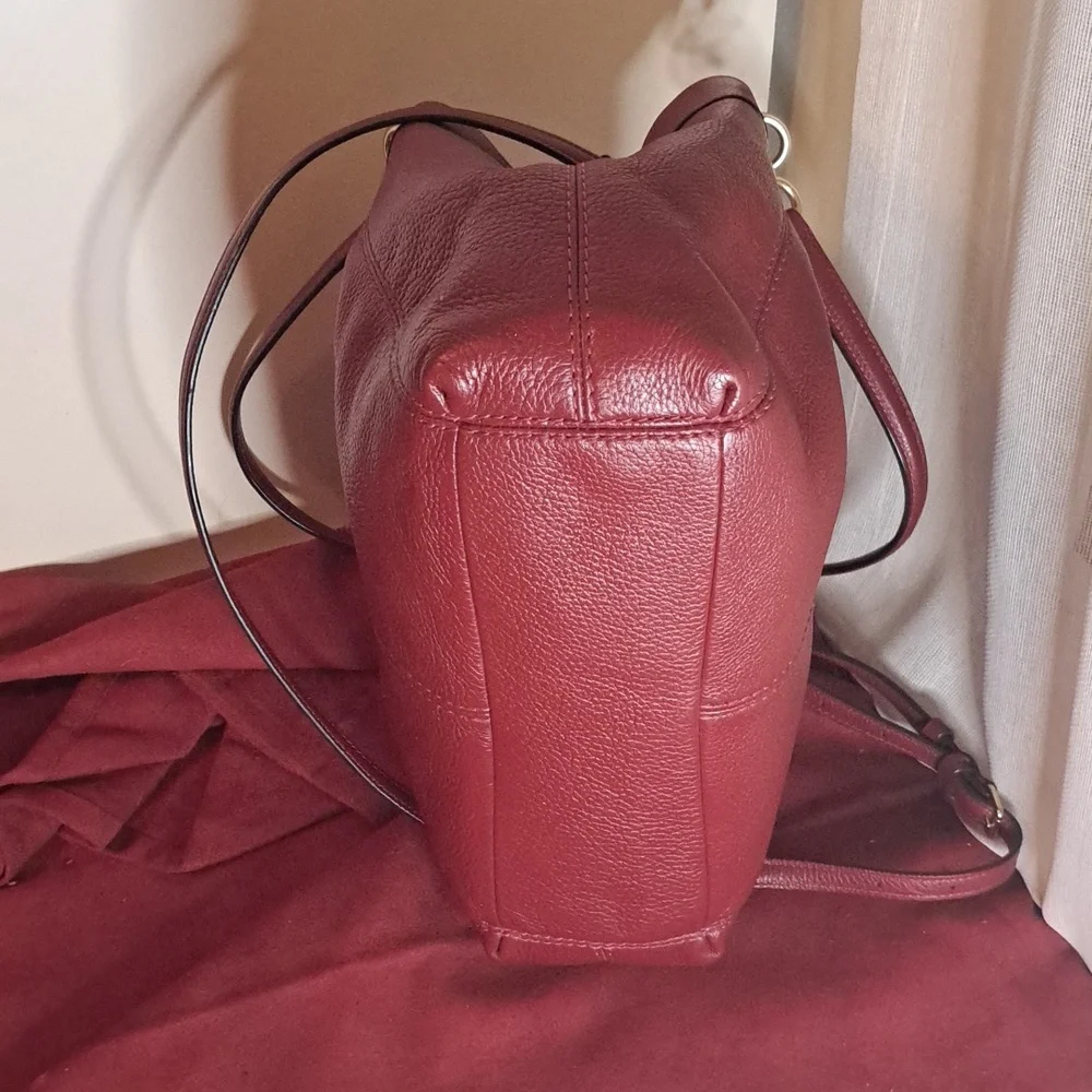 NEW Coach Lexy Pebble Soft Dark Red Leather Satchel Crossbody - Picture 6 of 9